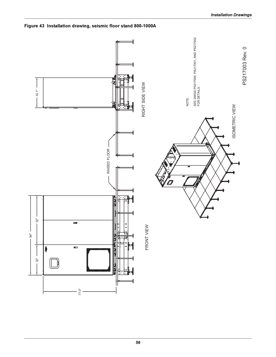 Emerson Static Transfer Switch user manual Side View, Right, Front View, Isometric 