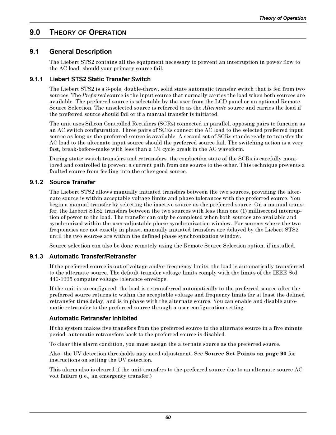 Emerson Static Transfer Switch user manual General Description, Theory of Operation 