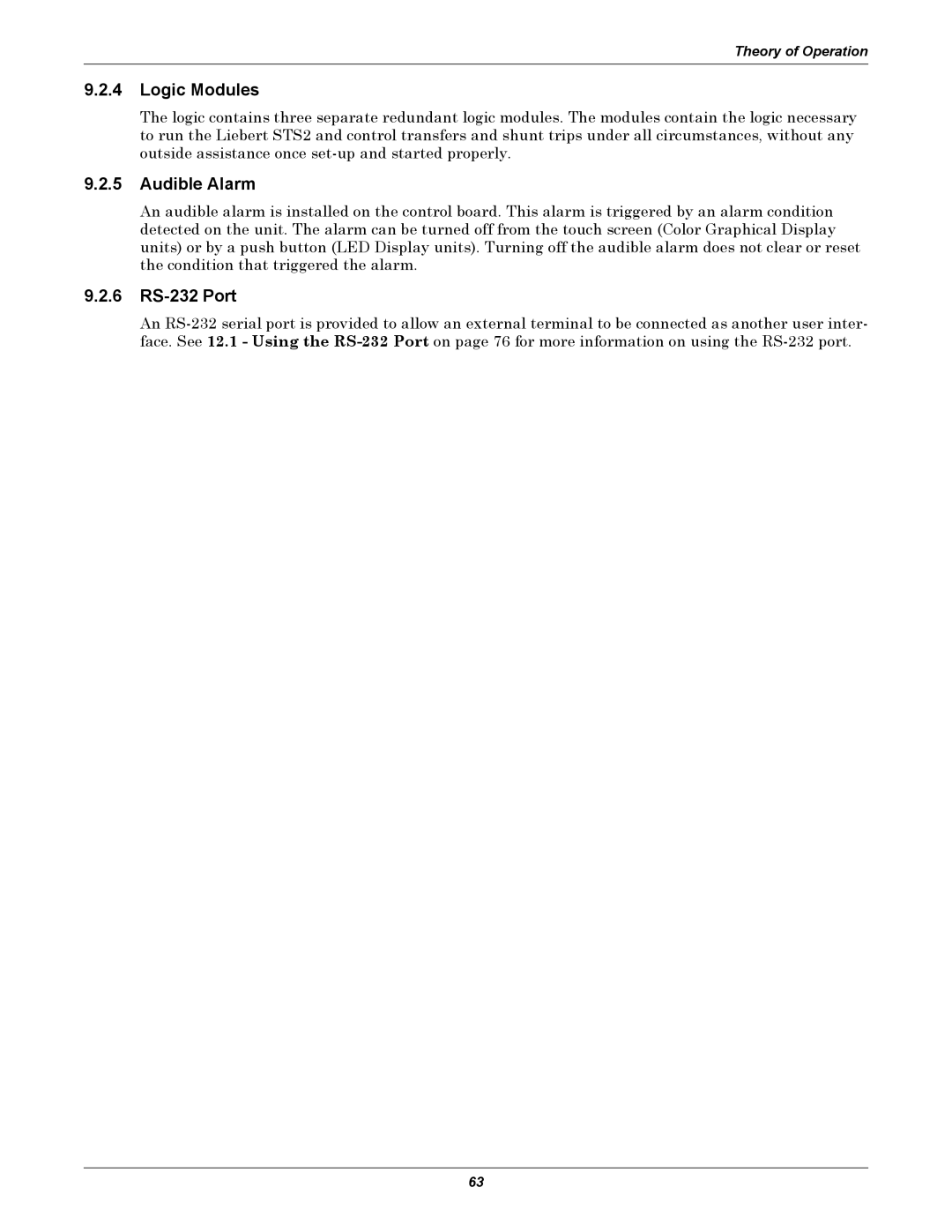 Emerson Static Transfer Switch user manual Logic Modules, Audible Alarm, 6 RS-232 Port 