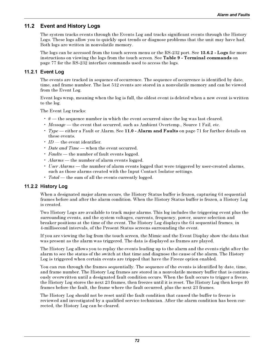 Emerson Static Transfer Switch user manual Event and History Logs, Event Log 