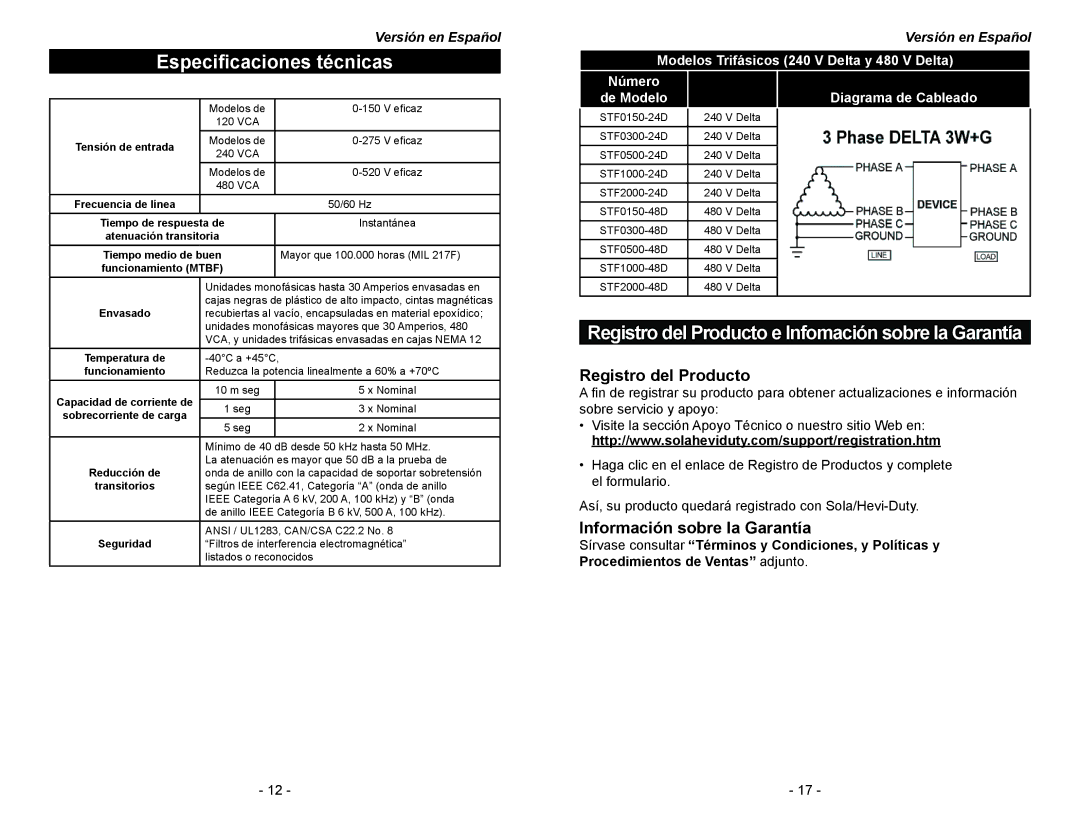 Emerson STF Series manual Especificaciones técnicas, Diagrama de Cableado 