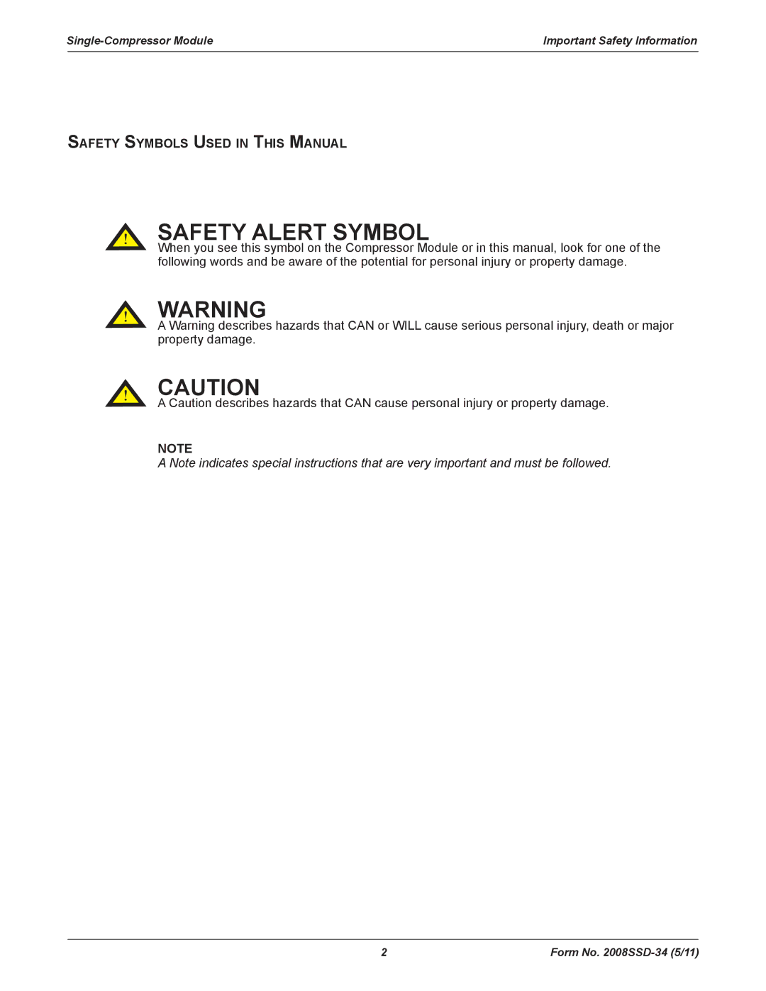 Emerson SZV22, SZO22 manual Safety Alert Symbol, Safety Symbols Used in This Manual 