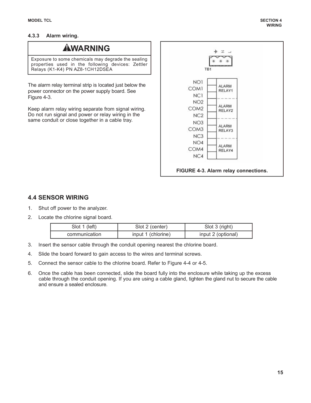 Emerson TCL instruction manual Sensor Wiring, Alarm wiring 