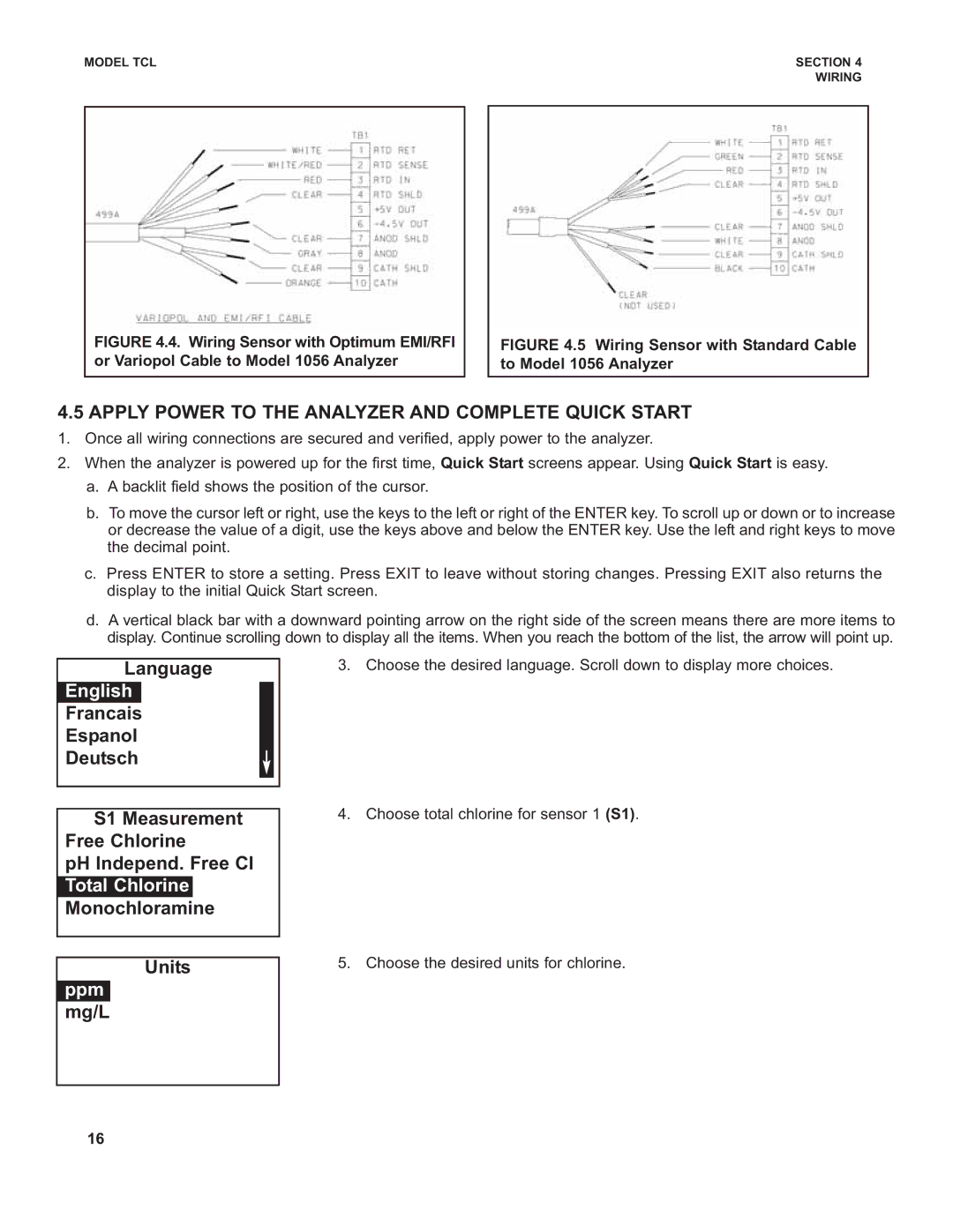 Emerson TCL instruction manual Apply Power to the Analyzer and Complete Quick Start, English, Total Chlorine, Ppm mg/L 