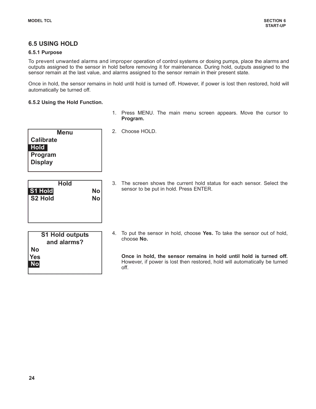 Emerson TCL instruction manual Using Hold 