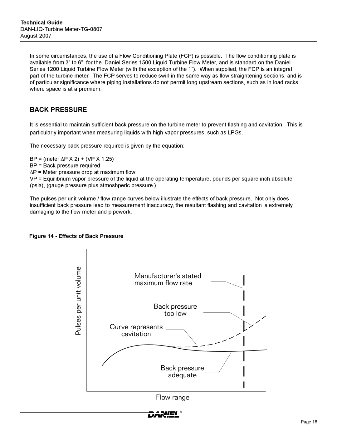 Emerson TG-0807 manual Effects of Back Pressure 