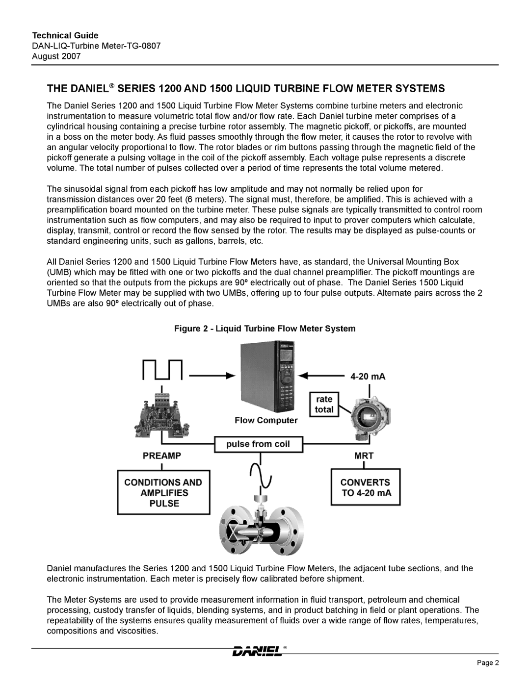 Emerson TG-0807 manual Liquid Turbine Flow Meter System Flow Computer 