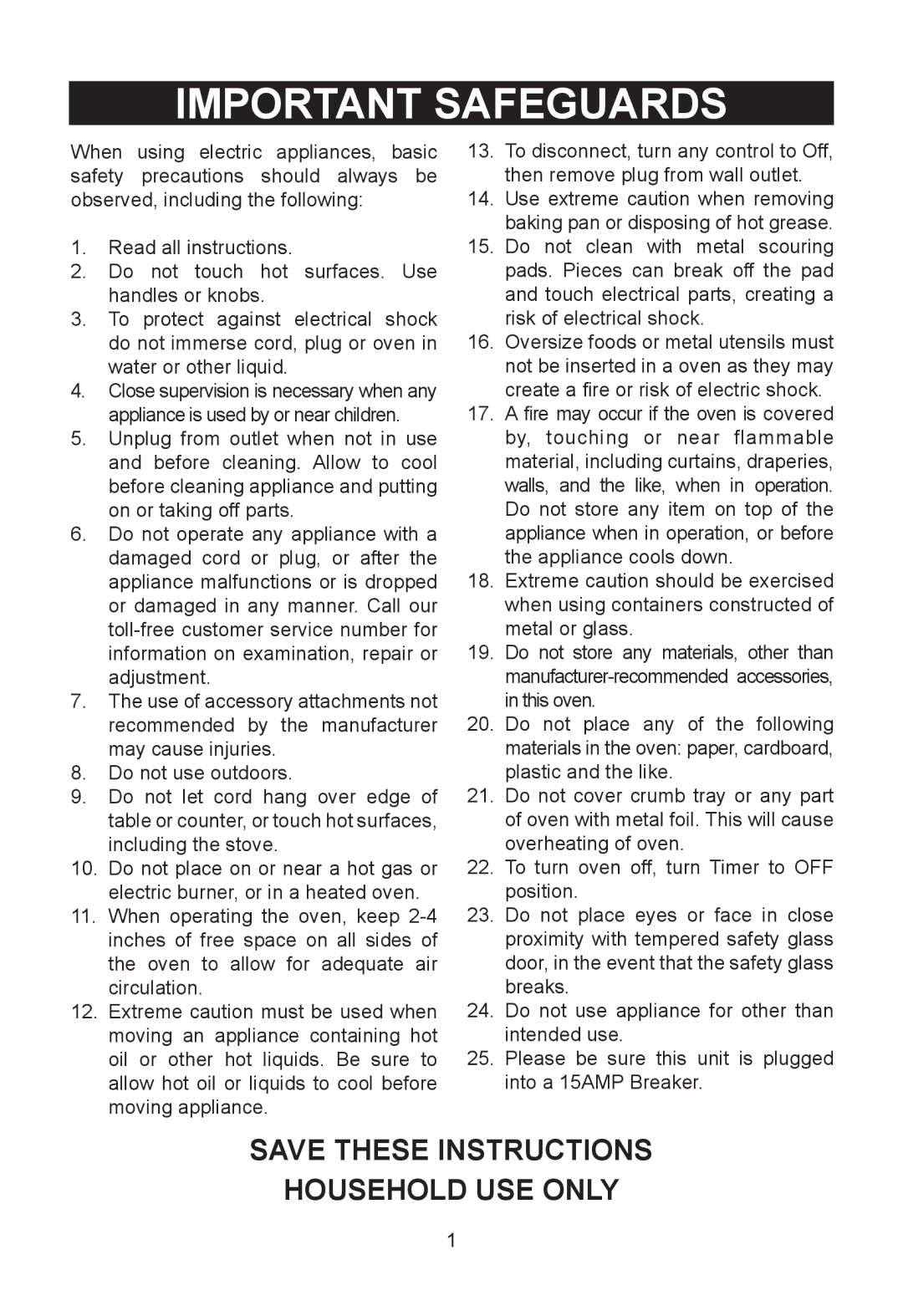 Emerson TOR49 owner manual Important Safeguards 