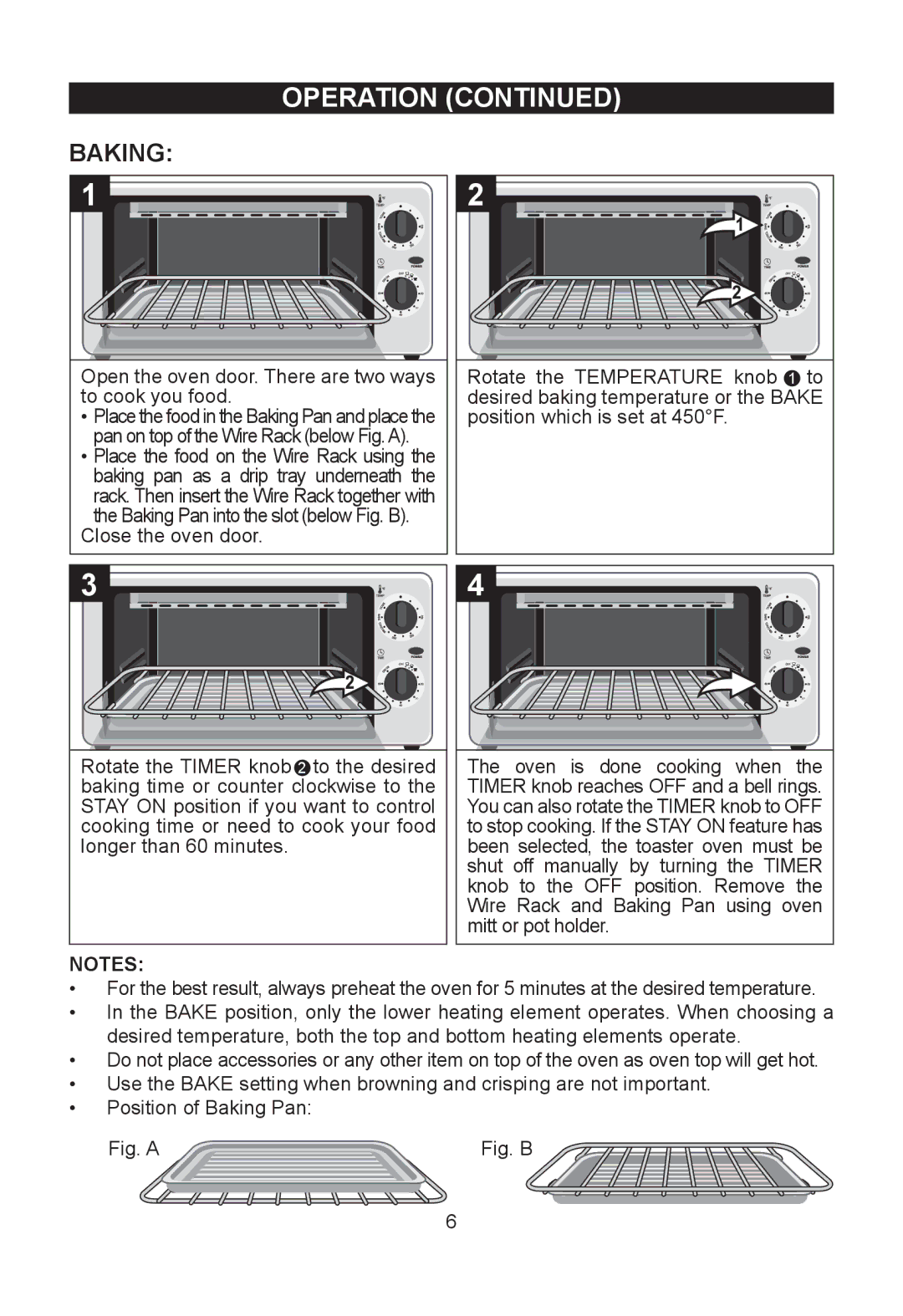 Emerson TOR49 owner manual Baking, Open the oven door. There are two ways to cook you food 