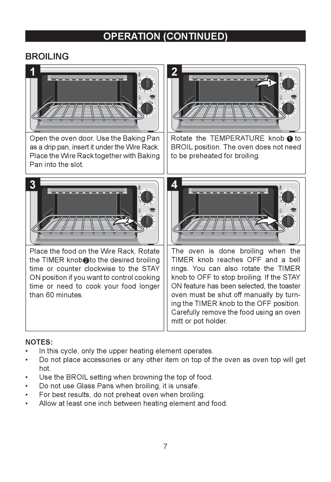 Emerson TOR49 owner manual Broiling 