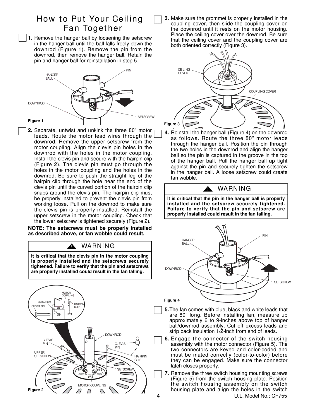 Emerson CF755SCK05, TRUE, CF755ORB05, CF755SCB05, CF755TG05, CF755HTW05, CF755BZH05 How to Put Your Ceiling Fan Together 