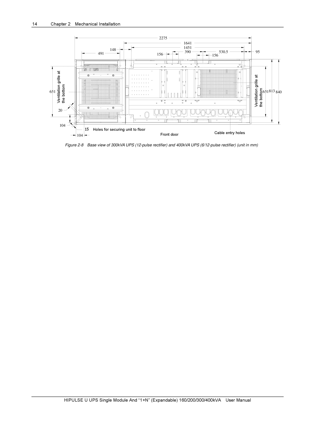 Emerson U /400/S/6P, U/300/S/12P, U /400/S/12P, U/300/S/6P, 400KVA, 200, 160 user manual Grille 