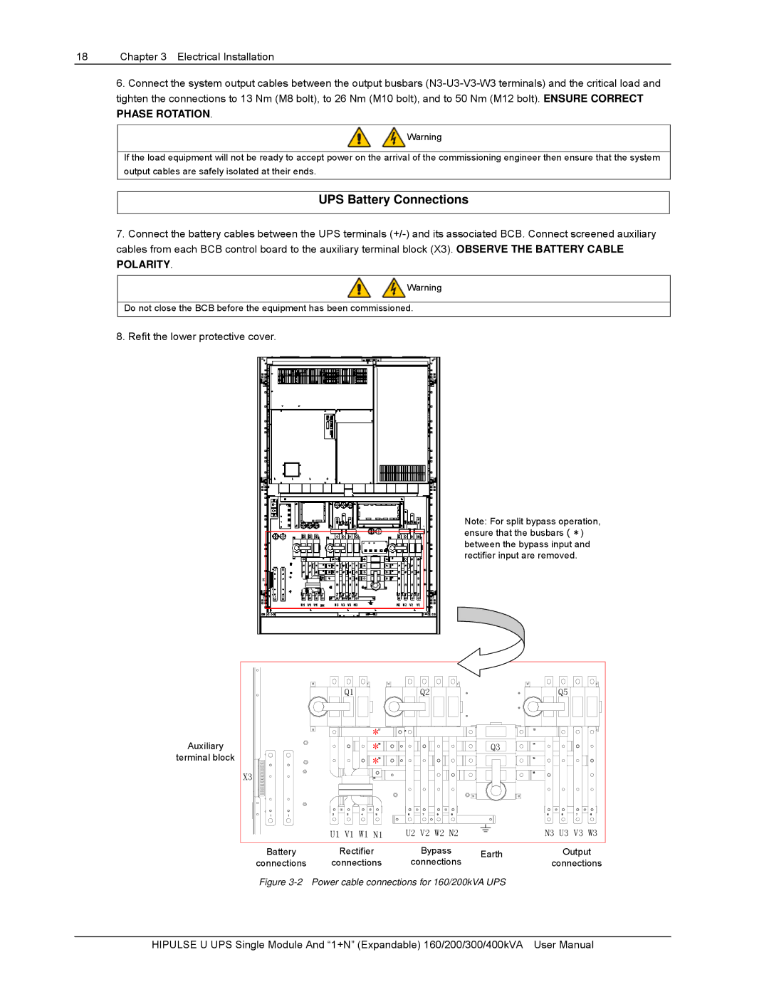 Emerson U/300/S/12P, U /400/S/12P, U/300/S/6P, U /400/S/6P, 200 Auxiliary Terminal block, Rectifier Bypass Earth, Connections 