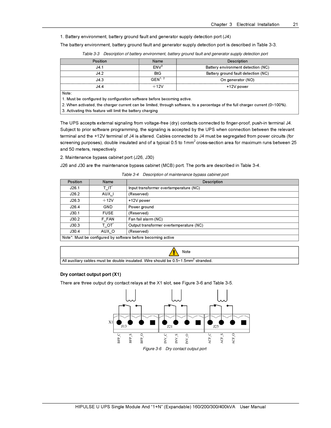 Emerson U /400/S/6P, U/300/S/12P, U /400/S/12P, 200 Dry contact output port, Description of maintenance bypass cabinet port 