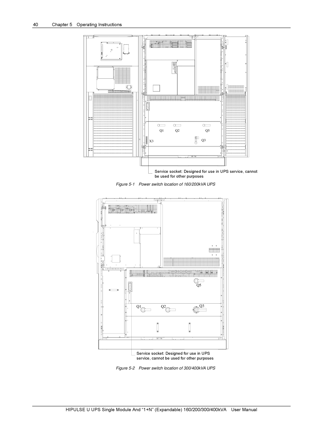 Emerson U /400/S/12P, U/300/S/12P, 200 Service socket Designed for use in UPS, Service, cannot be used for other purposes 