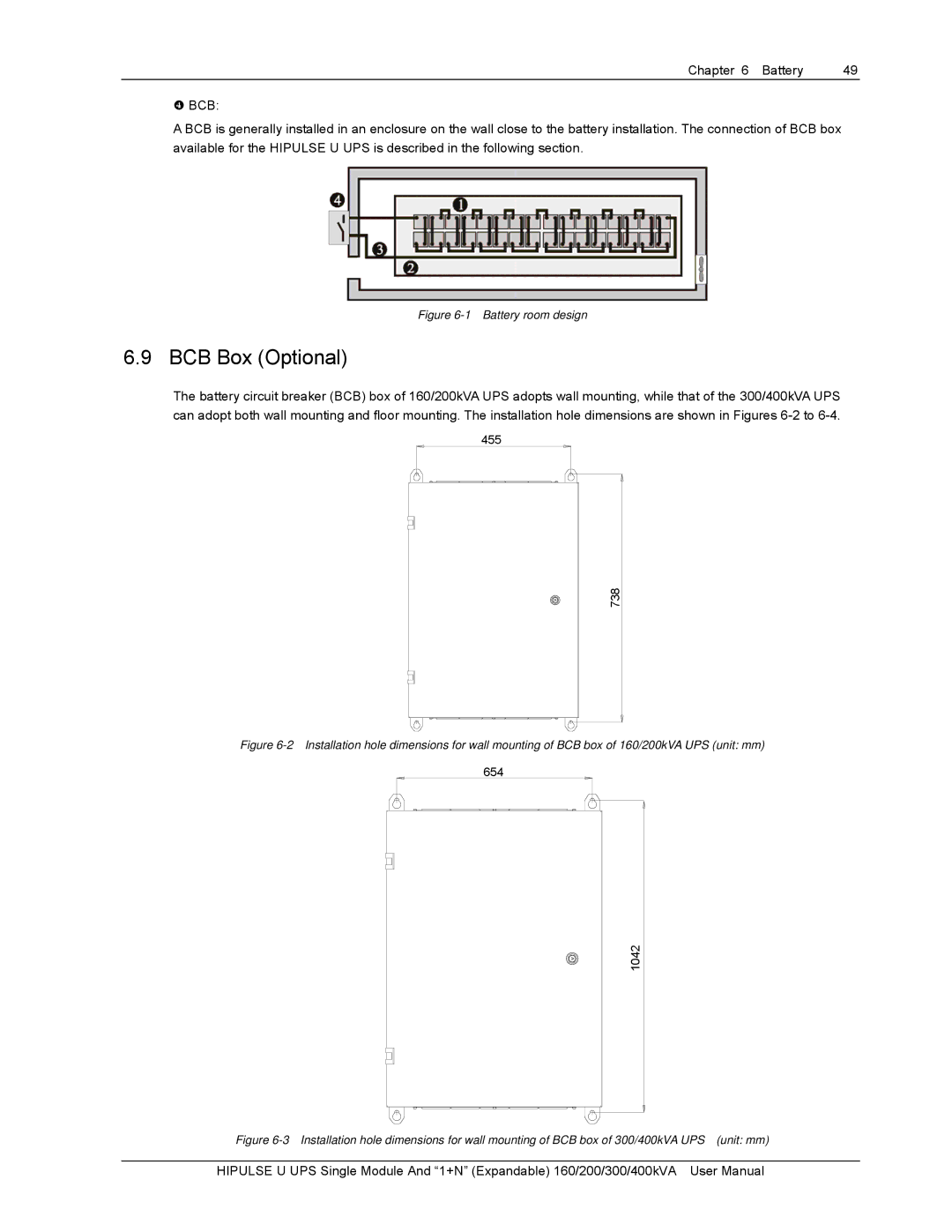 Emerson U /400/S/6P, U/300/S/12P, U /400/S/12P, U/300/S/6P, 400KVA, 200, 160 user manual BCB Box Optional, 455, 738, 654 1042 