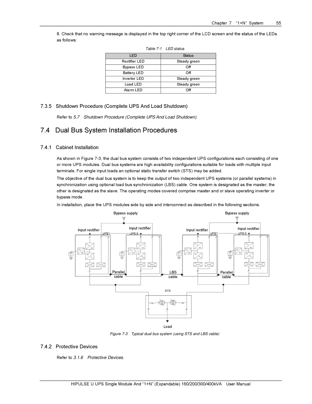 Emerson U/300/S/6P, U/300/S/12P Dual Bus System Installation Procedures, Shutdown Procedure Complete UPS And Load Shutdown 