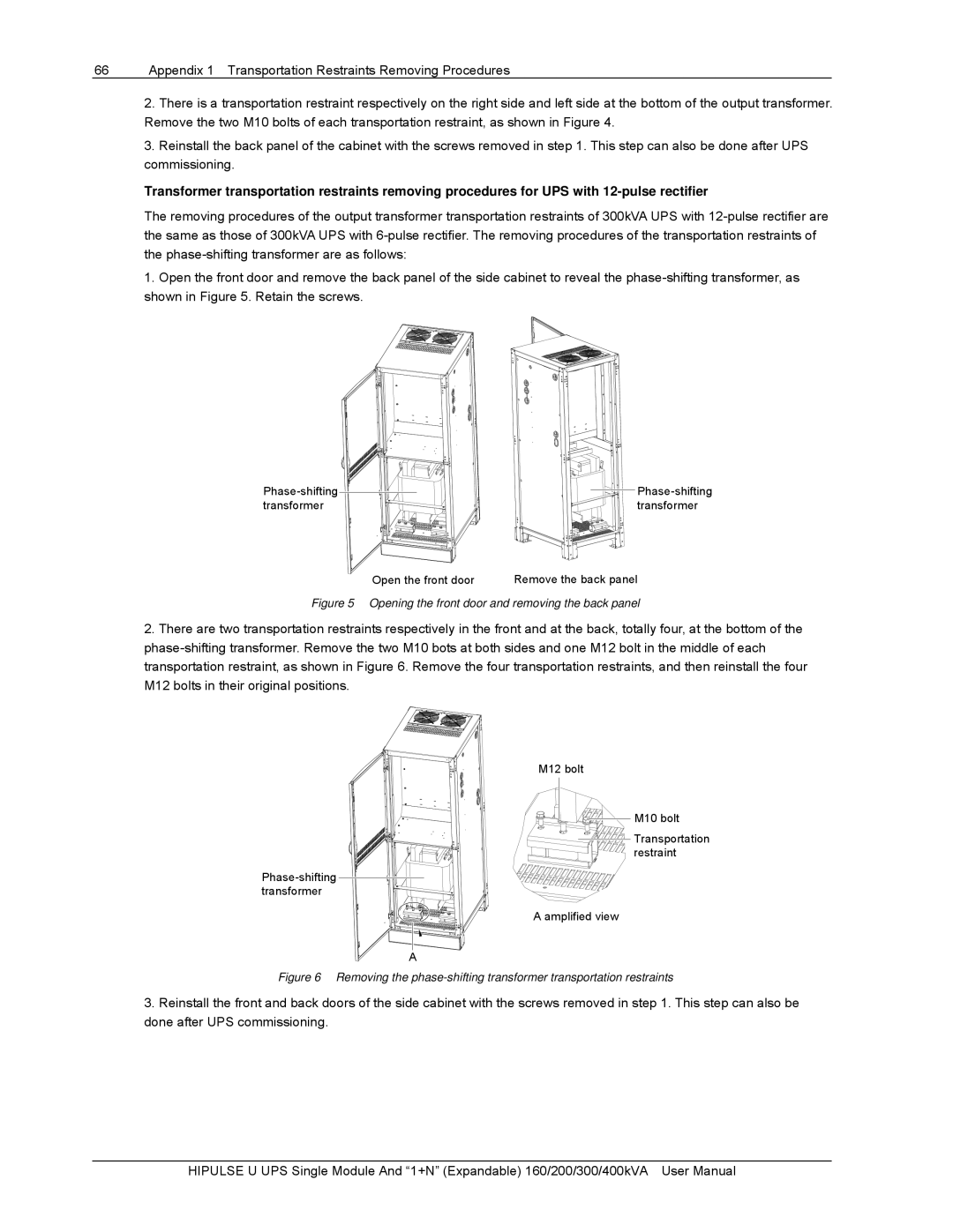 Emerson 160, U/300/S/12P, U /400/S/12P, U/300/S/6P Phase 移相-shifting 变压 器, Open the front door RemoveOpen thebackdoorpanel 