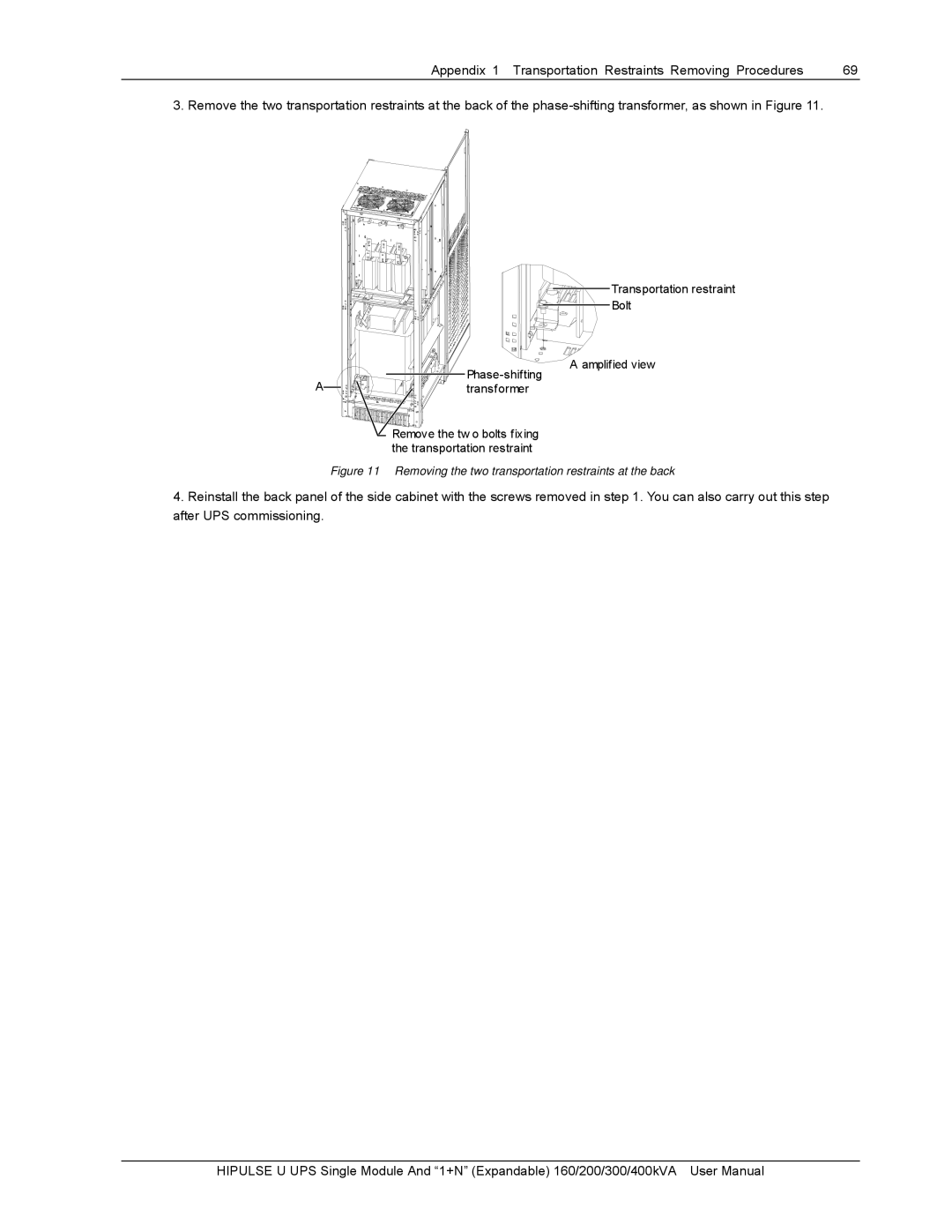 Emerson U/300/S/6P, U/300/S/12P, U /400/S/12P, U /400/S/6P, 400KVA, 200, 160 user manual Phase-shifting transformer 