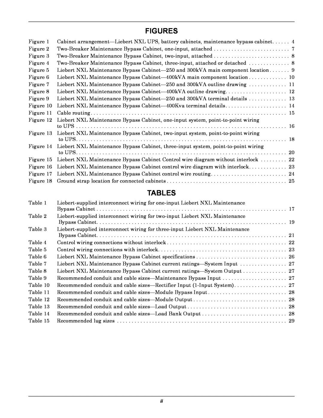Emerson UPS Systems installation manual Figures, Tables 