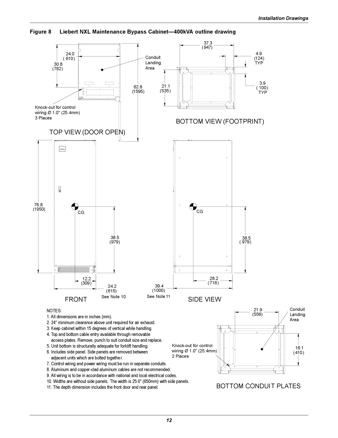 Emerson UPS Systems installation manual Bottom View Footprint 