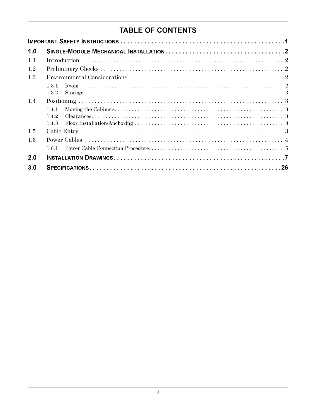 Emerson UPS Systems installation manual Table of Contents 