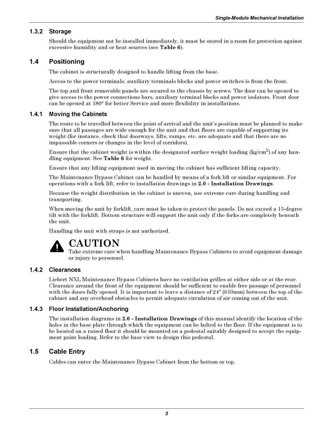 Emerson UPS Systems installation manual Positioning 