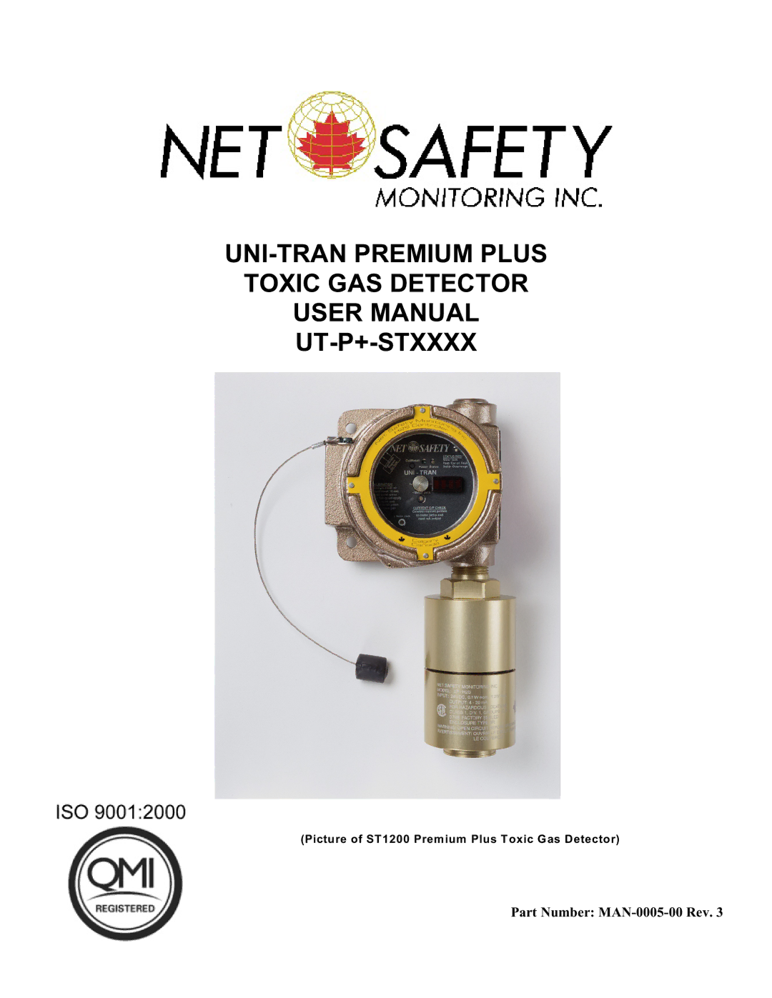 Emerson MA N-00 05-00 user manual UNI-TRAN Premium Plus Toxic GAS Detector UT-P+-STXXXX 