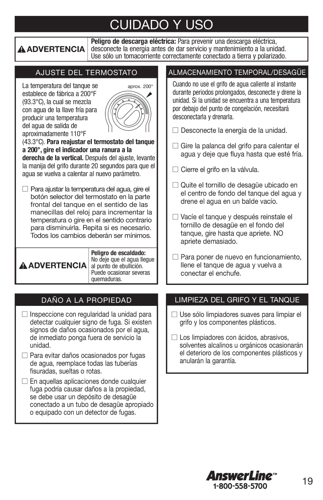 Emerson UWL owner manual Cuidado Y USO 