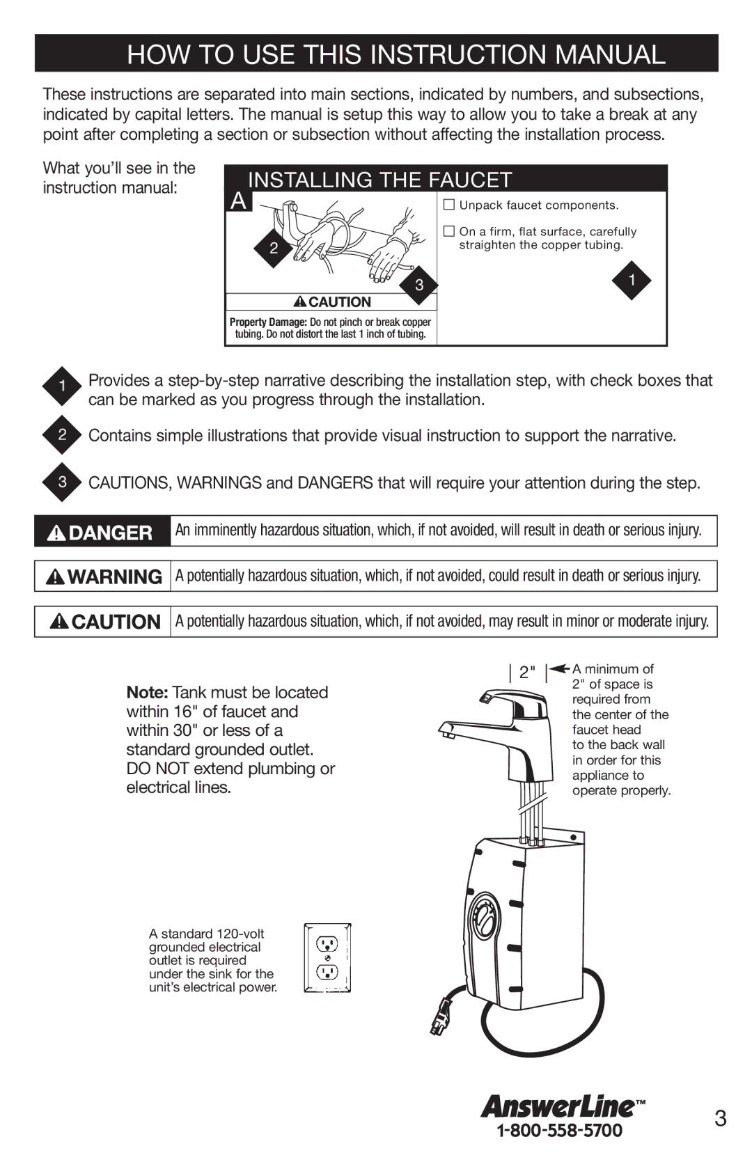 Emerson UWL owner manual Installing the Faucet 