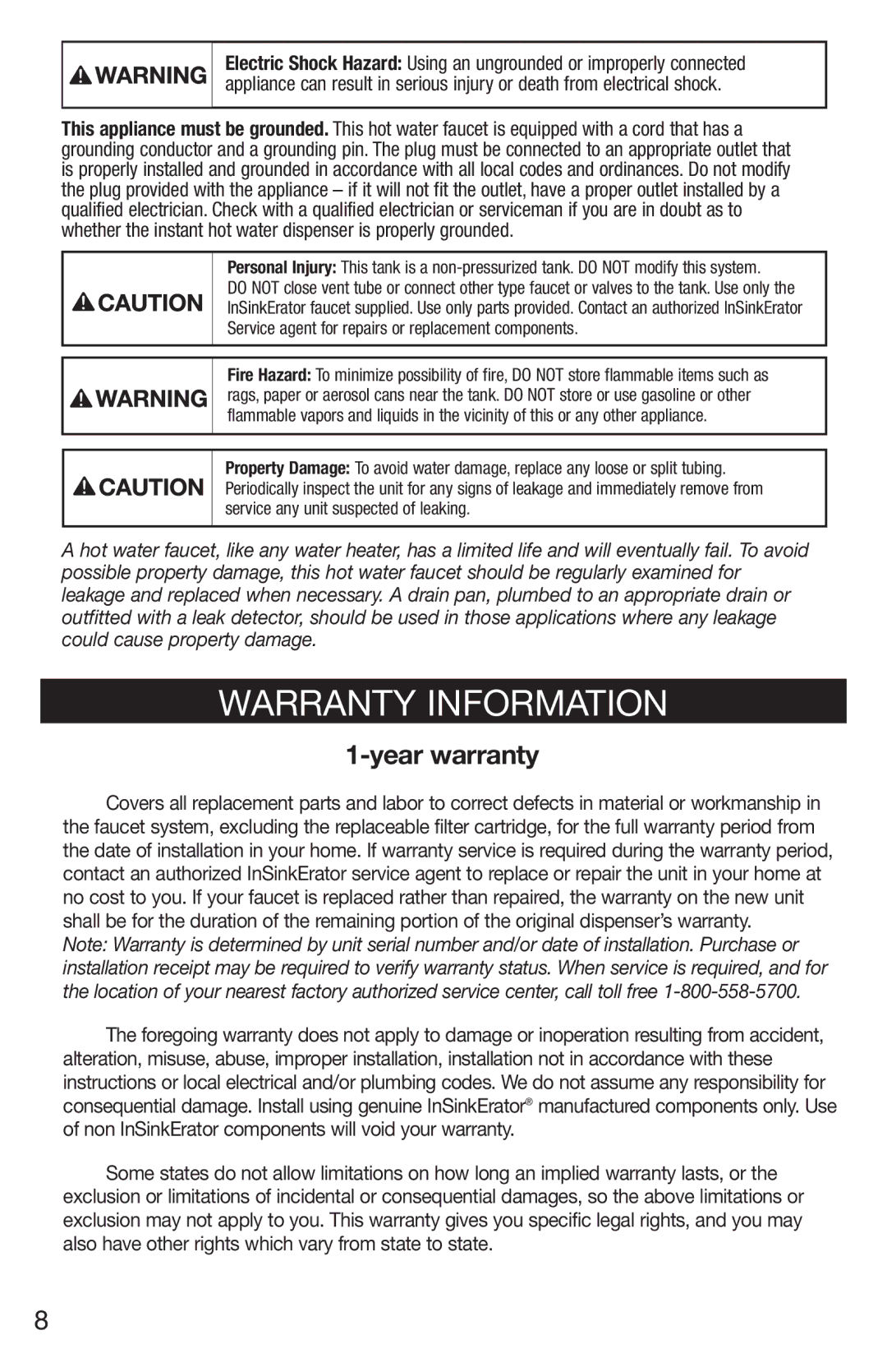 Emerson UWL owner manual Warranty Information, Service agent for repairs or replacement components 