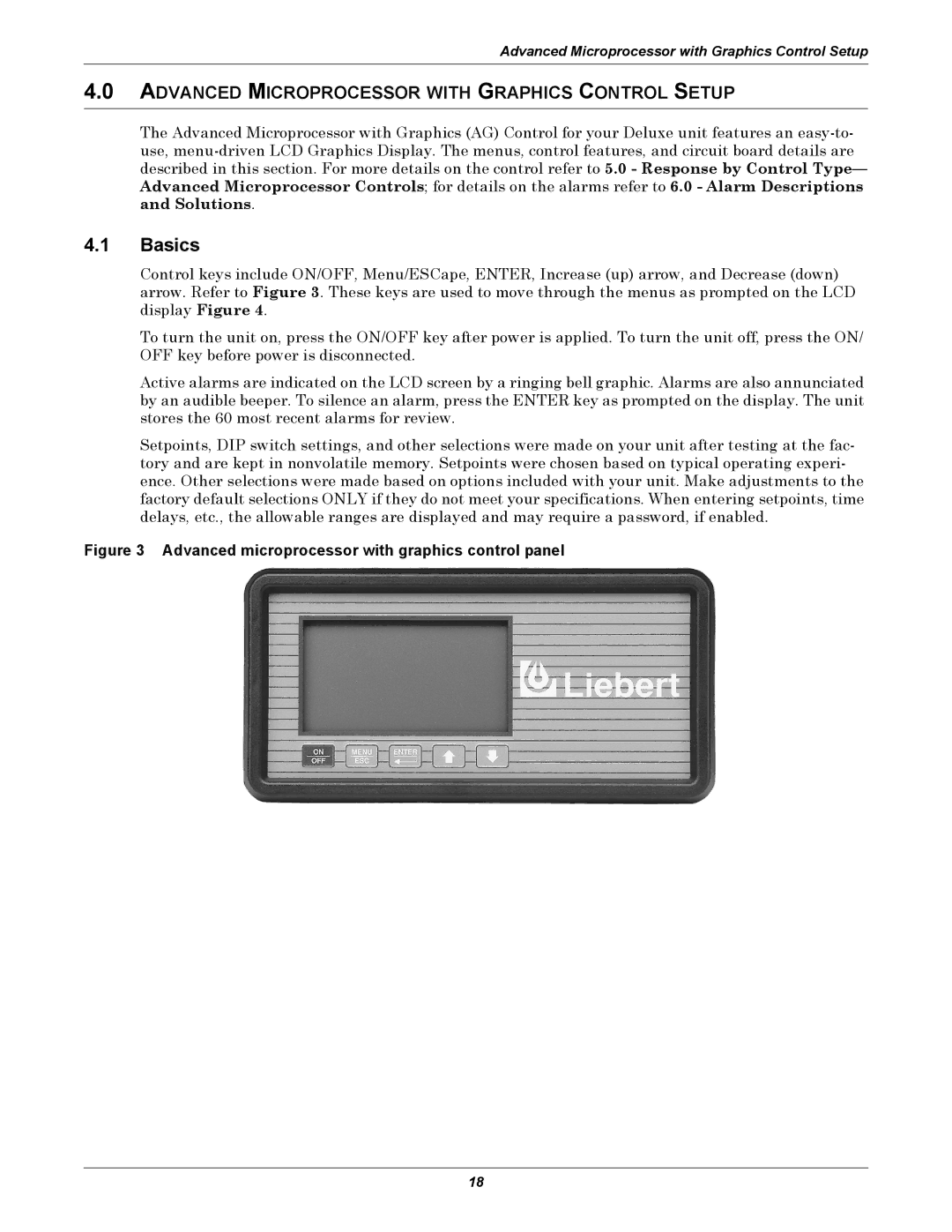 Emerson VE, VH, DE Advanced Microprocessor with Graphics Control Setup, Advanced microprocessor with graphics control panel 