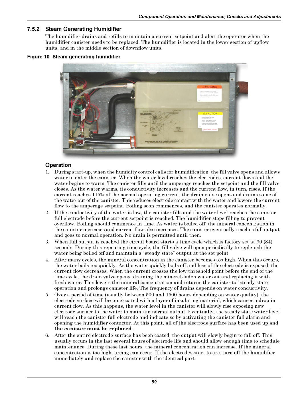 Emerson DH, VH, DE, VE manual Steam Generating Humidifier, Steam generating humidifier 