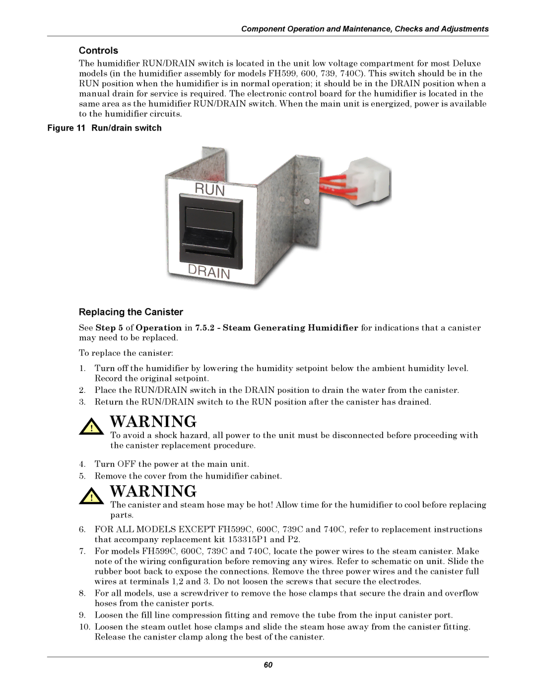 Emerson VH, DE, VE, DH manual Controls, Replacing the Canister 