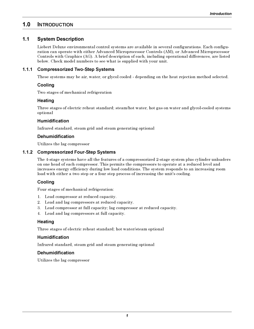 Emerson DE, VH, VE, DH manual System Description, Introduction 