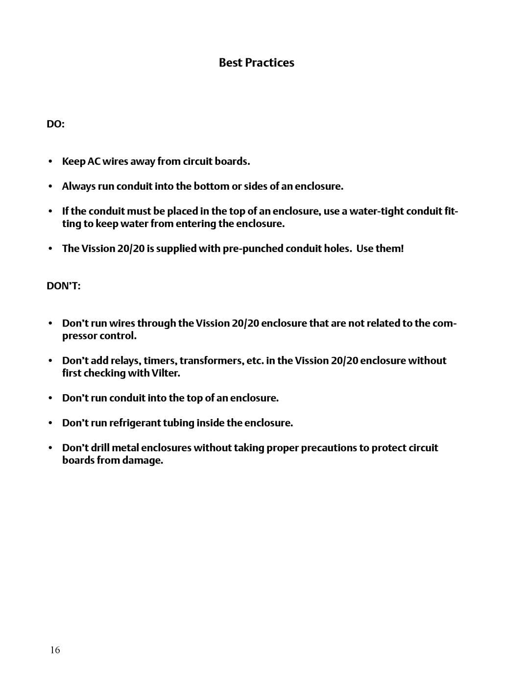 Emerson VISSION 20/20 service manual Don’T 