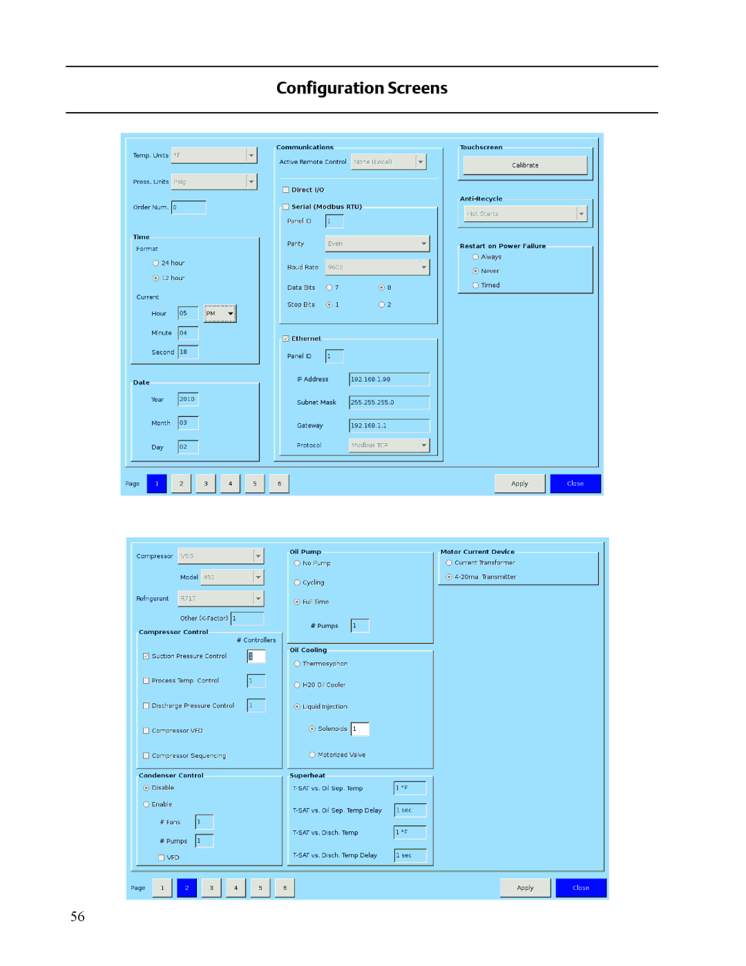 Emerson VISSION 20/20 service manual Configuration Screens 