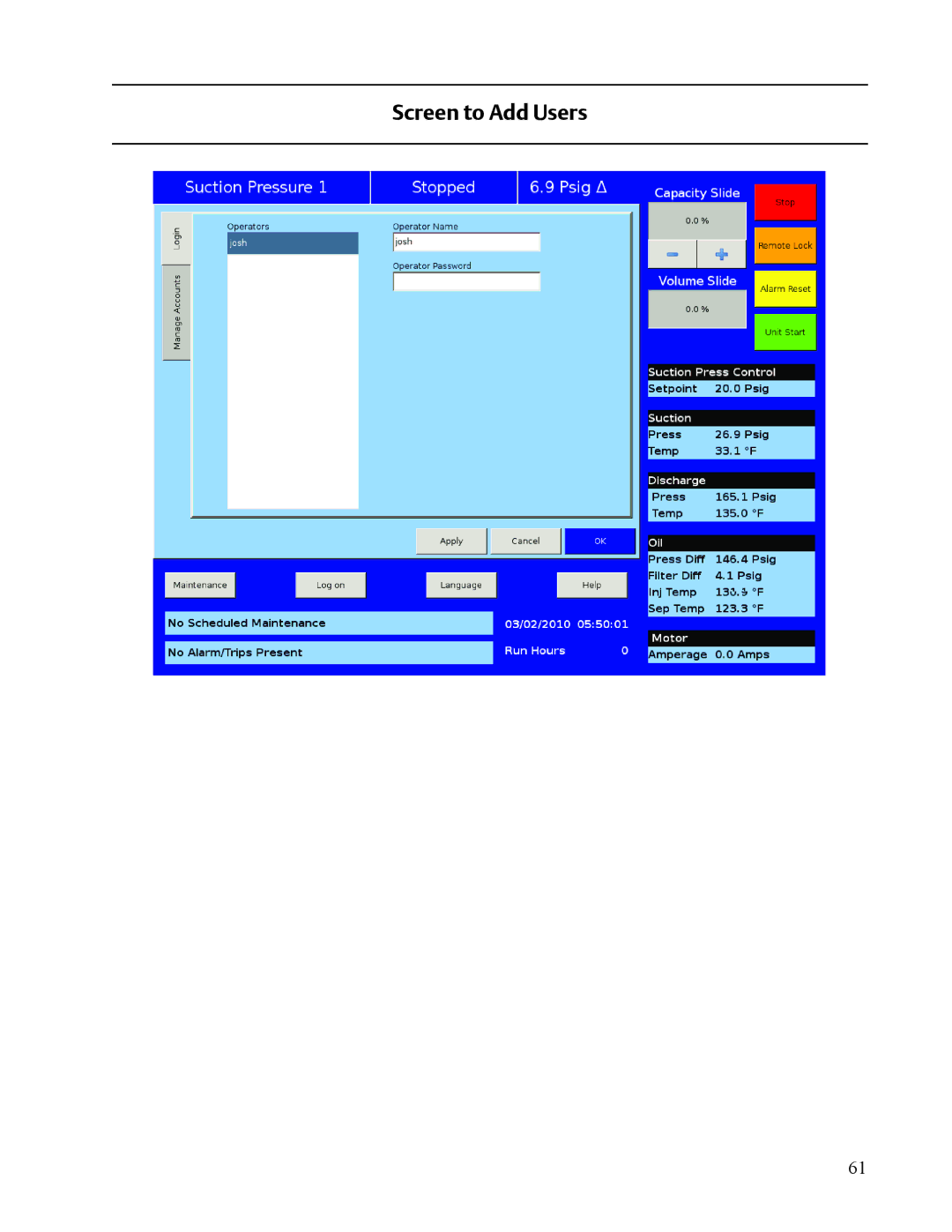 Emerson VISSION 20/20 service manual Screen to Add Users 