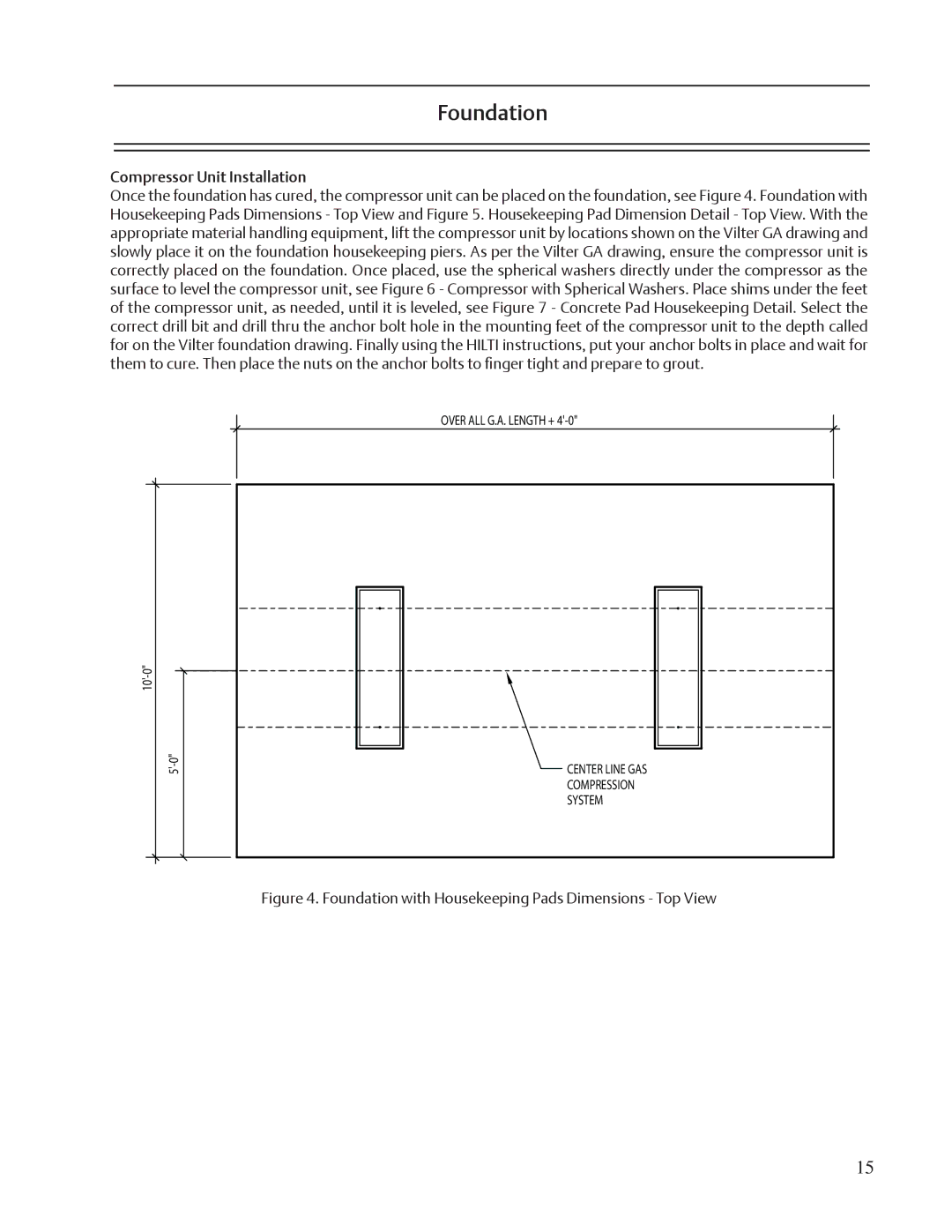 Emerson VSR, VSM, VSS service manual Foundation with Housekeeping Pads Dimensions Top View 