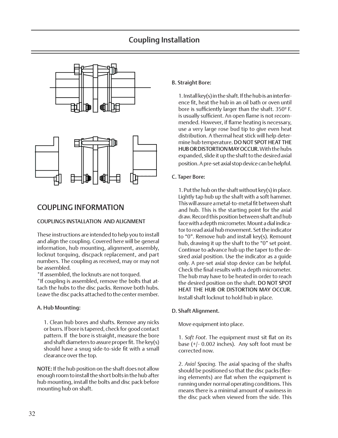 Emerson VSS, VSR, VSM service manual Coupling Installation, Couplings Installation and Alignment 