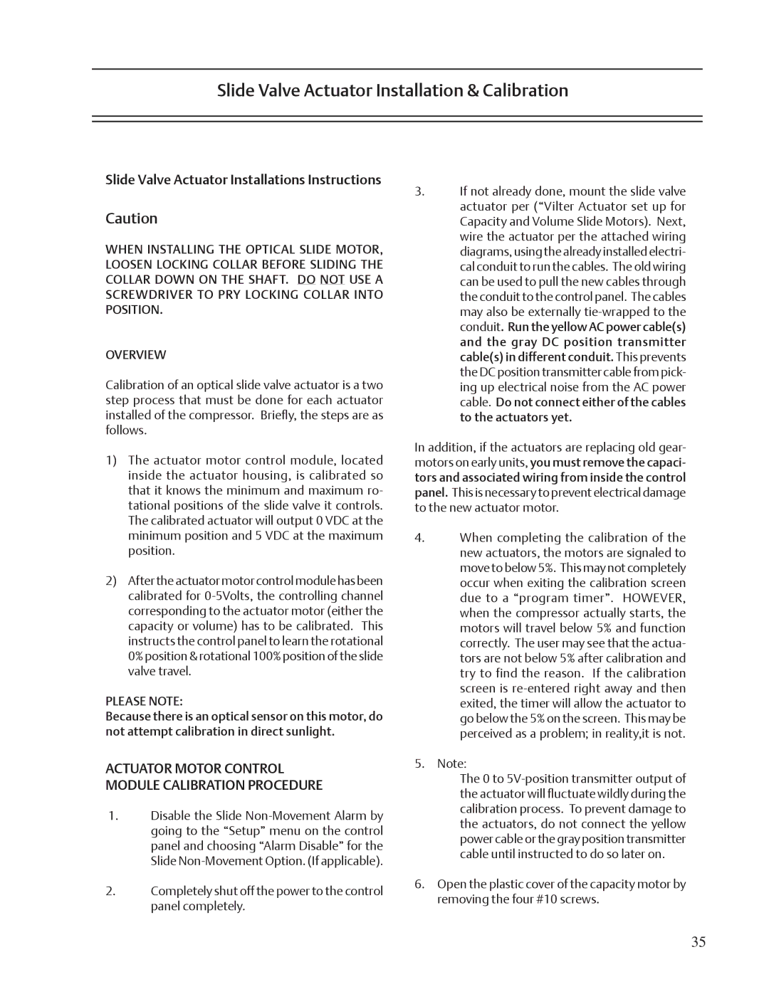 Emerson VSS, VSR, VSM service manual Slide Valve Actuator Installation & Calibration, Please Note 