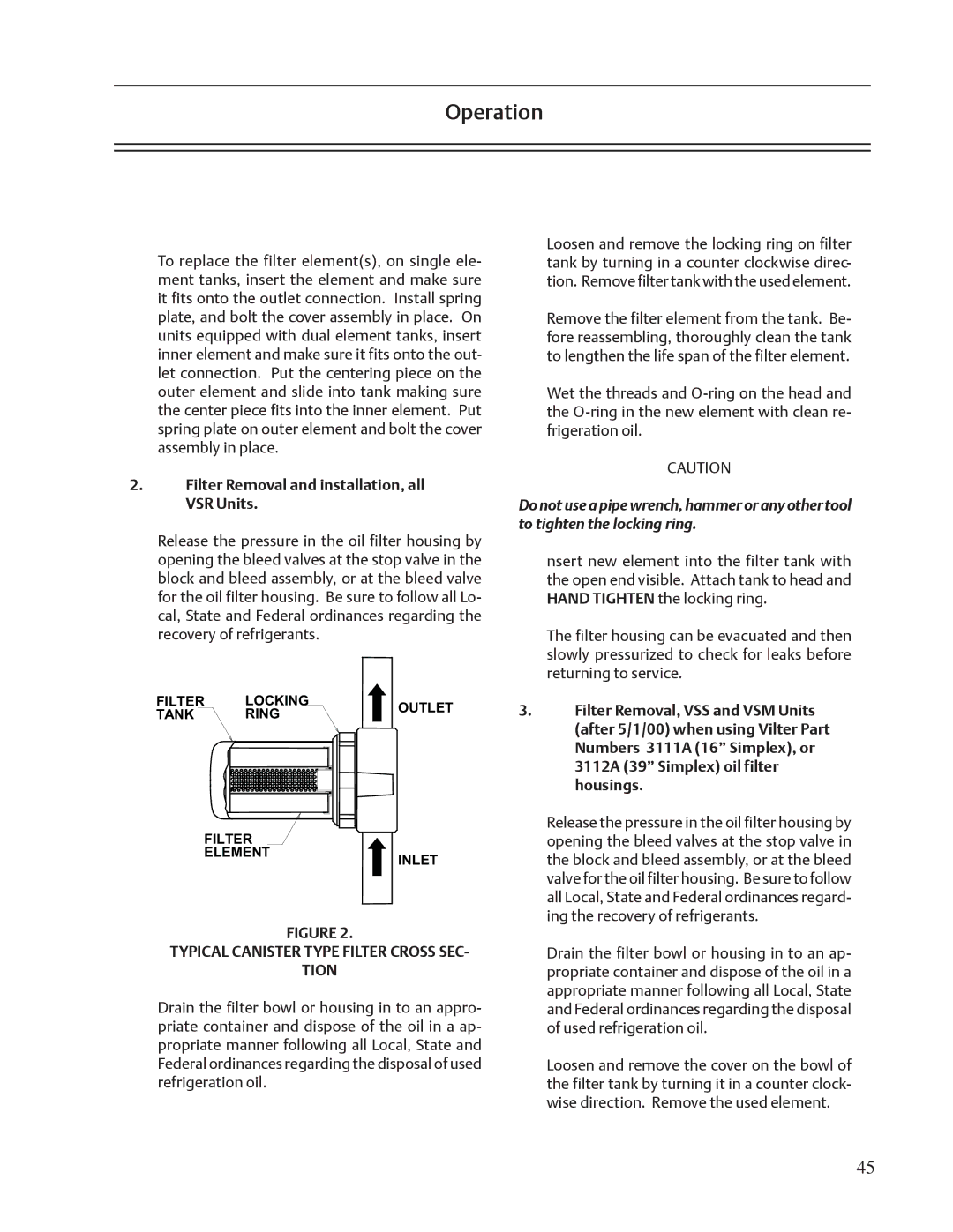 Emerson VSR, VSM, VSS service manual Typical Canister Type Filter Cross SEC Tion 