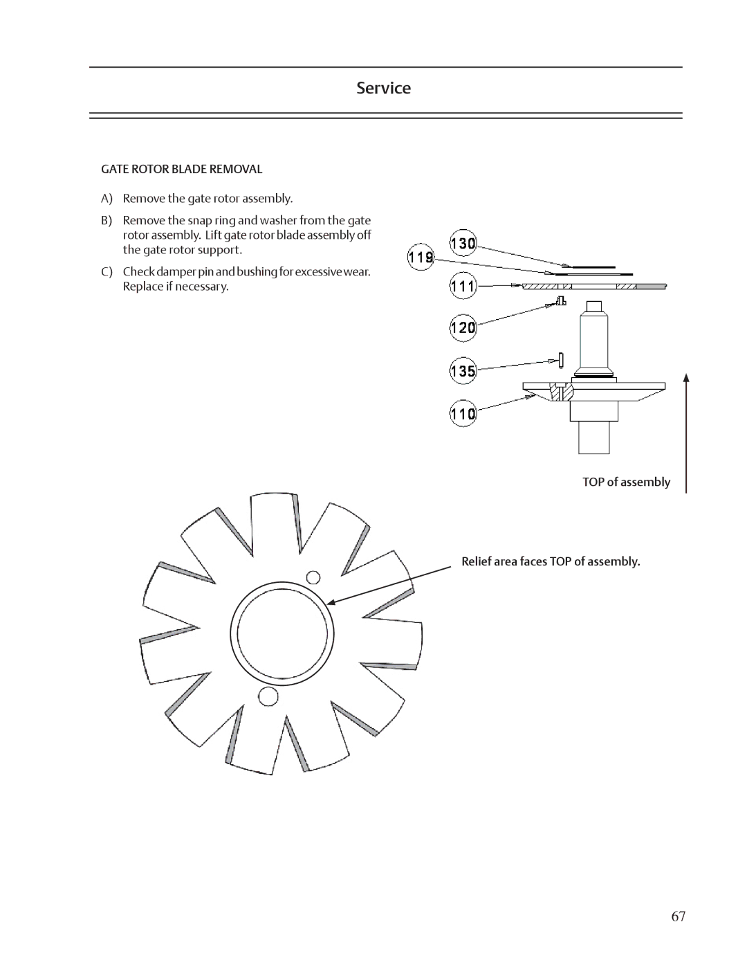 Emerson VSM, VSR, VSS service manual Gate Rotor Blade Removal 