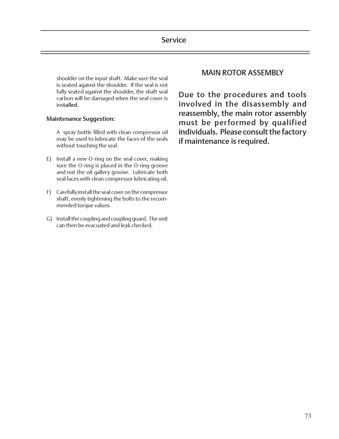 Emerson VSM, VSR, VSS service manual Main Rotor Assembly 