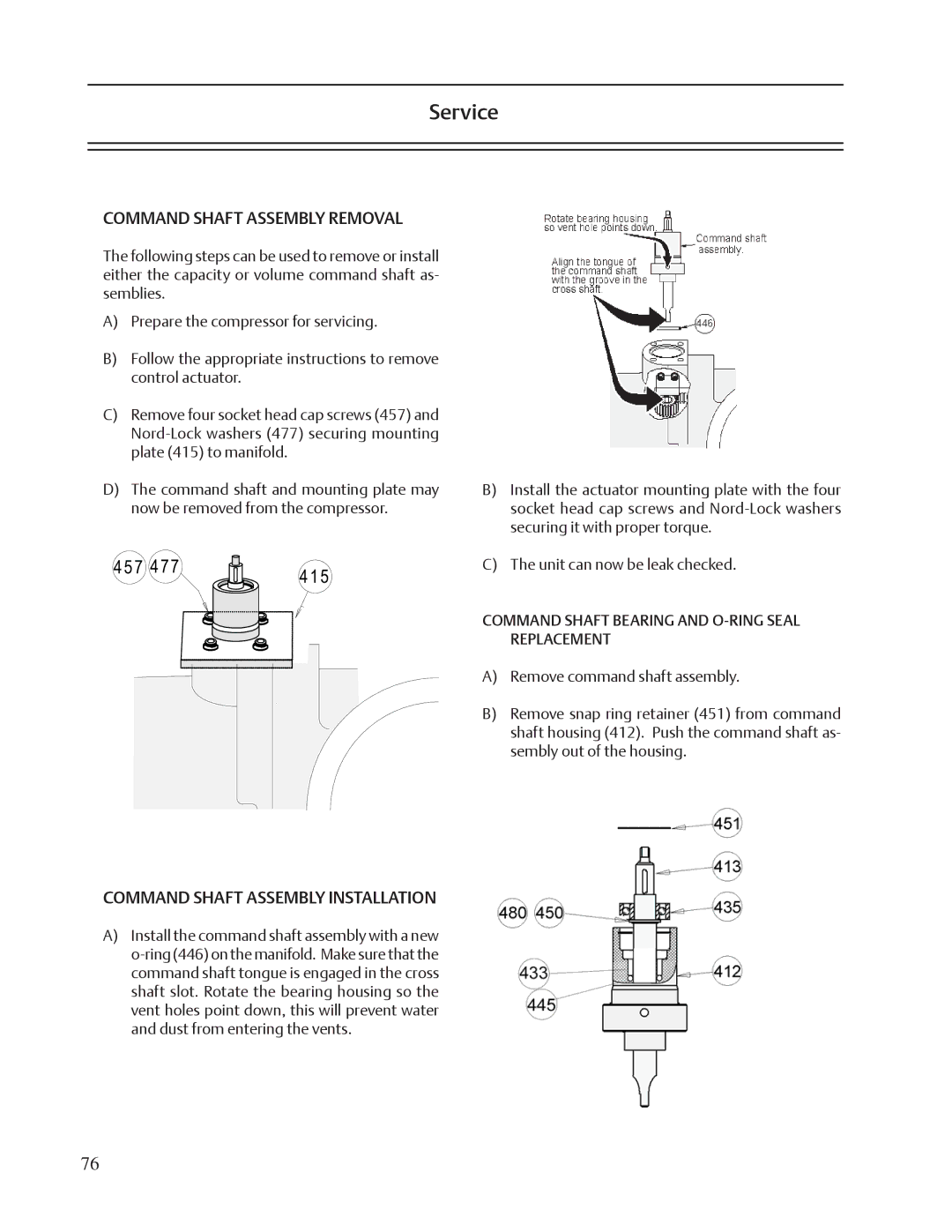 Emerson VSM, VSR, VSS service manual Command Shaft Assembly Removal, Command Shaft Assembly Installation 