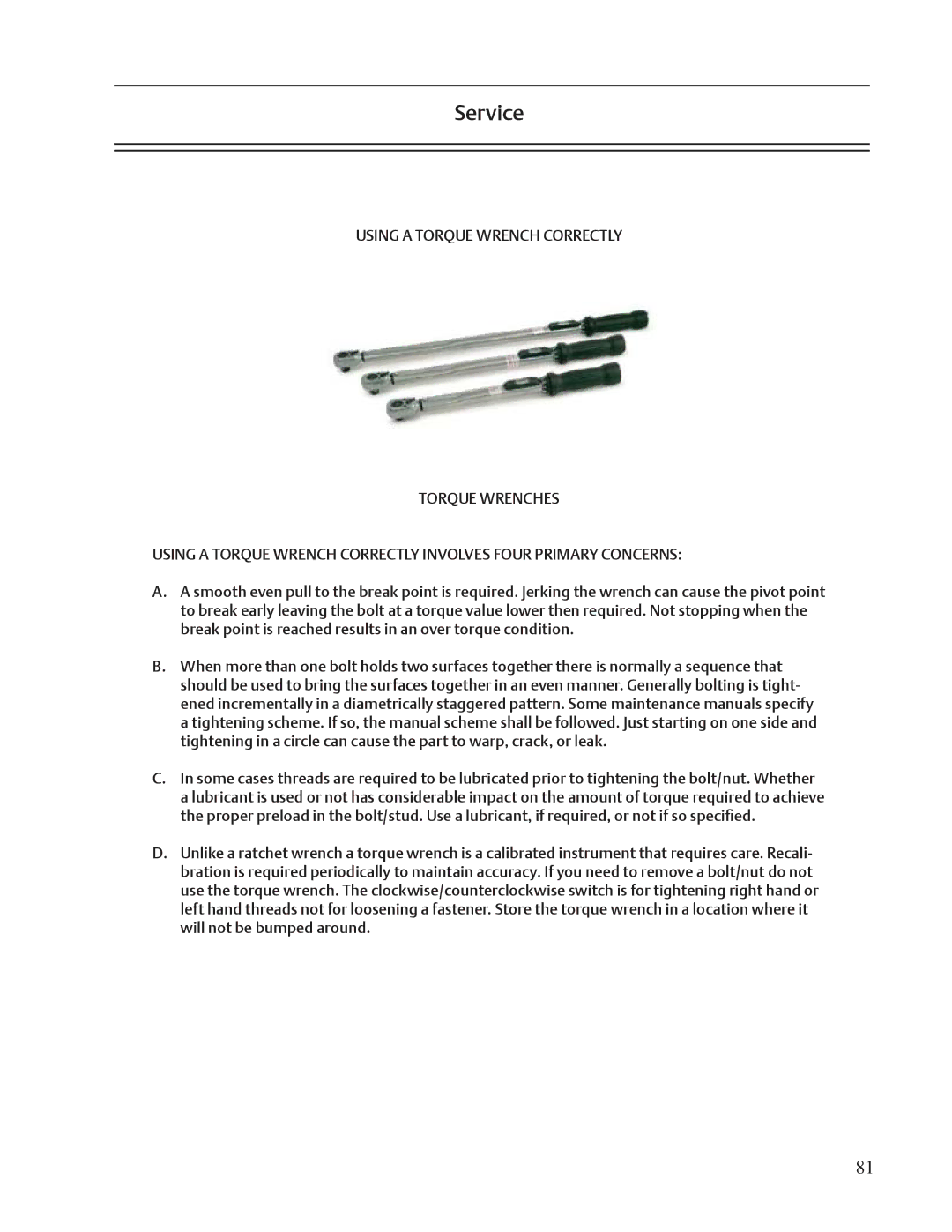 Emerson VSR, VSM, VSS service manual Service 