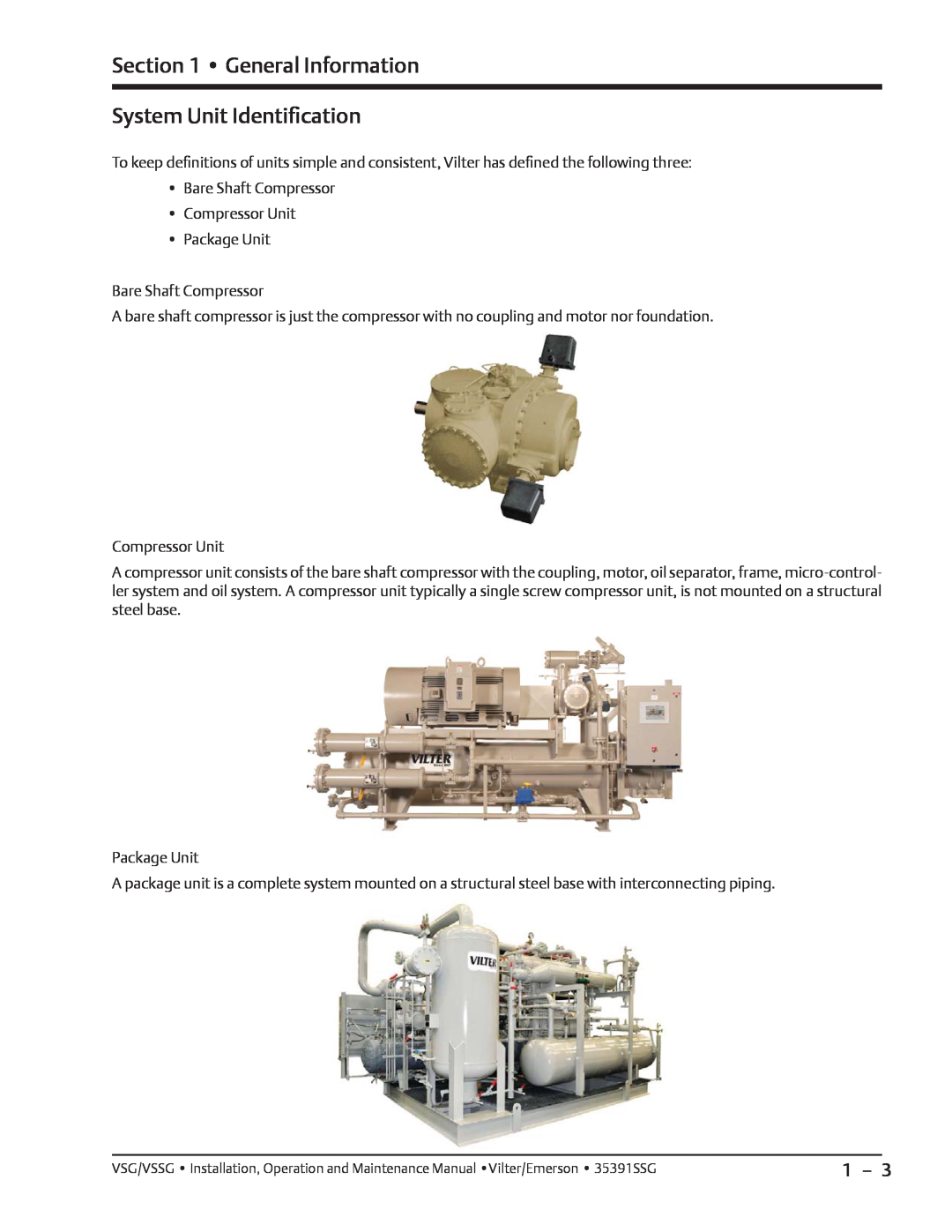 Emerson VSG, VSSG manual General Information System Unit Identiﬁcation 