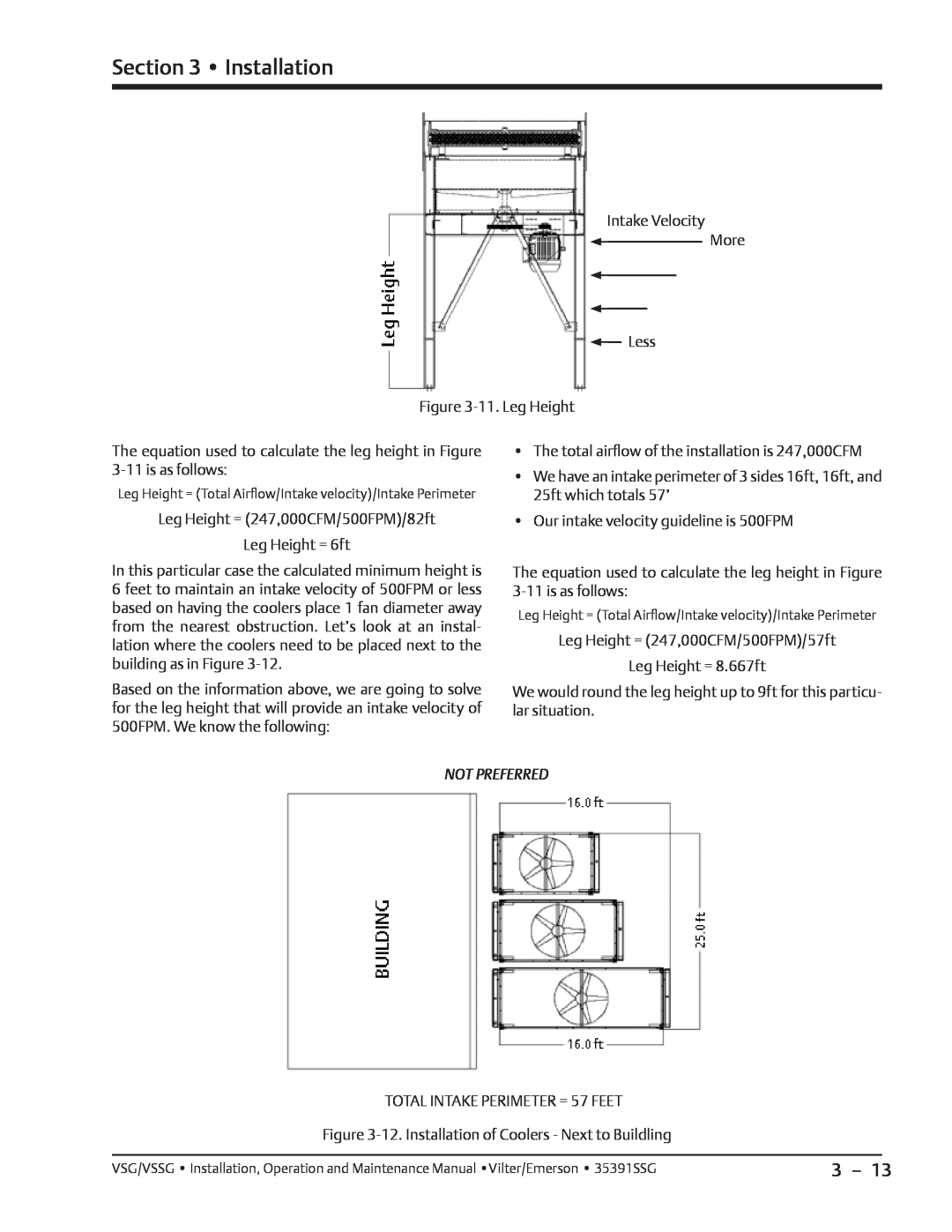 Emerson VSG, VSSG manual Installation, Not Preferred 