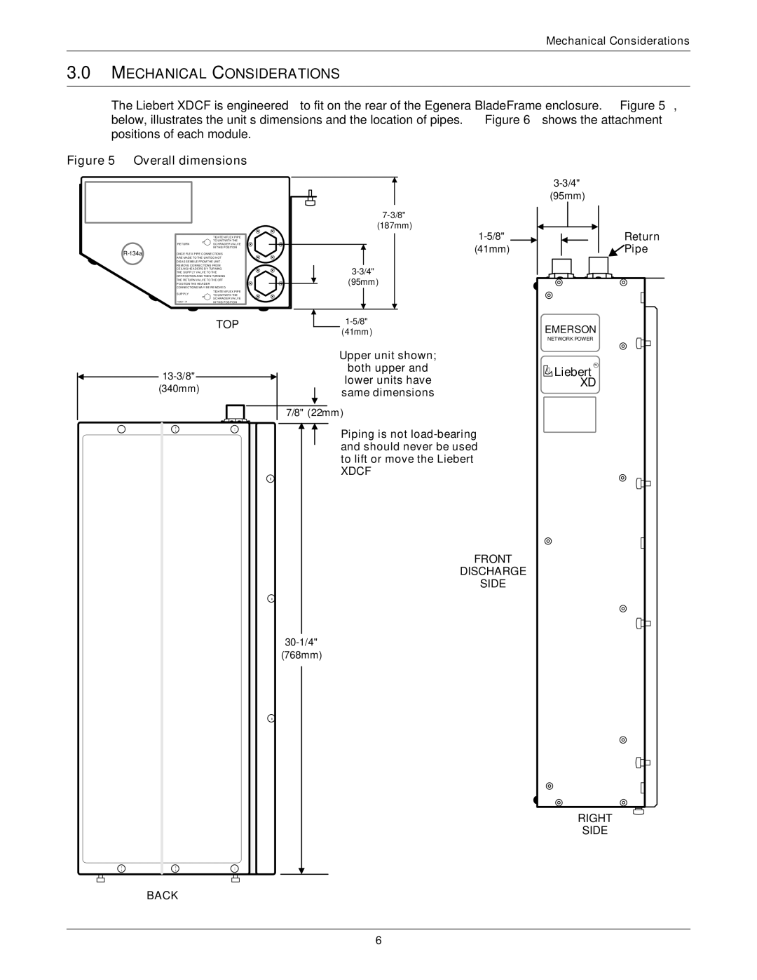 Emerson XDCF user manual Mechanical Considerations, 134a 