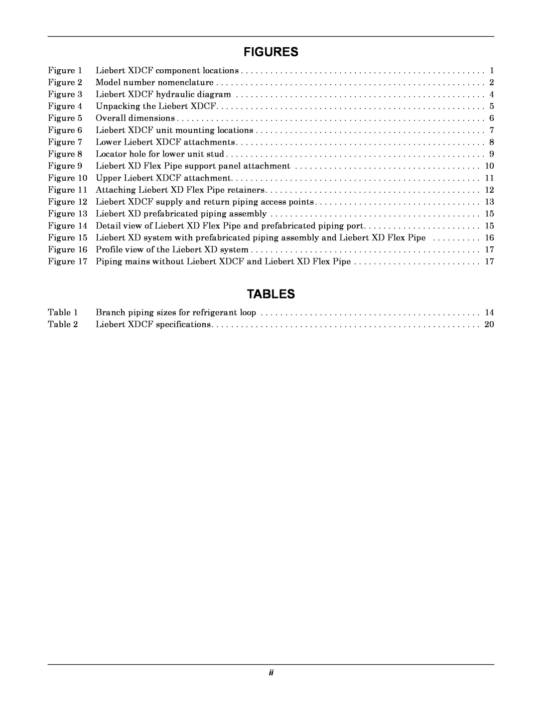 Emerson XDCF user manual Figures, Tables 